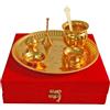 IMTRA FASHION Pooja Thali Set 7 Pezzi con Scatola di Velluto Rosso Tradizionale Artigianale Thali Set per Pooja Arti Indiano Occasionale Regalo Puja Thali 8,5 Pollici