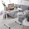 PIPIPOXER 80 x 40 cm Tavolo pieghevole per computer portatile regolabile in altezza, pieghevole, funzione pieghevole, slot per carte e cassetti, per camera da letto, ufficio, letto, bianco
