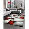 CARPETIA Moderno Tappeto pello Basso Moquette Tappeto da Salotto Astratto Karo Nero Grigio Rosso Größe 160x230 cm