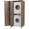 VE.CA.s.r.l. VE.CA - Mobile Lavatrice e Asciugatrice - Mobile Lavanderia, Made in Italy - 67x108x188 cm Salvaspazio Verticale con Mobile Ante, Robusto e Stabile (Noce, Doppio Verticale con Mobile)