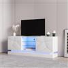 REXO Mobile TV bianco lucido - 1,6 metri di lunghezza, 70 pollici di spazio, ripiano in vetro regolabile, elegante conservazione con silenziose devozioni