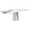 AC ANGEL CERDÁ Angel Cerdá - Tavolo da pranzo moderno Ovale in gres porcellanato bianco e acciaio bianco | Piano Fisso | Elegante e Versatile | Per 10 Posti | Resistente | 238 x 110 x 76 cm