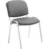 CLP Sedia Ospite Ken C Imbottita I Sedia Attesa In Similpelle E Metallo Cromato I Sedia Impilabile Carico Max 120 KG, Colore:grigio