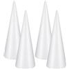GARIOUANS 4 Pezzi Coni di Schiuma Bianco per Artigianato Fai da Te, Decorazione Leggera in Polistirolo, Altezza 25 Cm, per creatività e Scaffali
