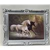 artissimo Quadro da parete con cornice argentata, motivo cavallo, 90 x 70 cm, motivo animale, stampa artistica in cornice barocca cavalli