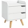 HOMCOM Comodino da Camera da Letto Salvaspazio, 33 x 28 x 42cm, Bianco