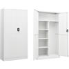 Qnhdfrt Armadietto in acciaio bianco, 90 x 40 x 180 cm, con 4 ripiani e chiusura a 3 punti, robusto e versatile, per ufficio, casa e officina