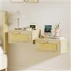 OXFENSEE Set di 2 mensole sospese da appendere con cassetto, comodino, da parete, galleggiante, comodino, comodino, 40 x 30 x 20 cm, effetto rovere