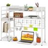 RELAX4LIFE Libreria da Scrivania a 4 Ripiani, Organizer per Oggetti con Pannello a Griglia Metallica, Mensola Scaffale Espositivo da Scrivania in Legno per Ufficio Casa Dormitorio (Bianco)