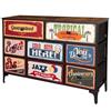 AKTIVE Max Home Comò multiuso per la camera da letto, grafica retrò e vintage, 11 cassetti in tessuto leggero, 103x30x98 cm, Struttura in acciaio, Piano in legno