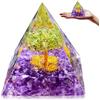 HINATAA Piramide di Orgonite, Cristalloterapia Pietre Sfera di Ametista, Pietre Chakra di Cristallo Tigre, Dell'albero Vita Piramidi Energetiche, Chakra Healing Meditazione Yoga (G)