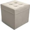 MG Design Pouf contenitore imbottito 45 × 45 cm Grigio - capacità ca. 50 L, fino a 300 kg, superficie morbida con leggero riflesso, struttura in legno massiccio, già montato e facile da pulire