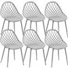 buybyroom Set di 6 sedie da pranzo in plastica, con piedi in metallo, per cucina, soggiorno, fino a 120 kg, grigio