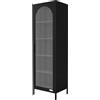 ML DESIGN modern living ML-Design Vetrina Soggiorno Moderna Metallo Nero 45x145x35 cm, Mobile Contenitore Alto 5 Ripiani 1 Anta, Libreria Scaffale Stile Industriale Design, Armadietto Multifunzione per Cucina Ufficio Casa