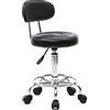 Alightup Sgabello da ufficio con schienale e ruote, girevole a 360°, altezza regolabile (47-61,5 cm), per saloni massaggi, uffici e cliniche, forma ellittica, nero