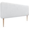 DHOME Testiera Imbottita Liscia Arrotondata in Tessuto Aqualine con Gambe per Parete Acustica Testate Letto Fonoassorbenti Camera da Letto (Bianco, 160cm)