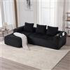 Zepneiy Big Divano 3 posti a forma di L, design moderno, divano con tasca laterale e portabevande per soggiorno e studio, mobili imbottiti poltrona lounge con chaise longue braccioli, Corduroy nero
