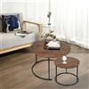 LANTUS Lotto di 2 Tavoli Bassi Effetto Marmo/da Salotto - Diametro 60 + 40 cm - Grande Tavolo Rotondo - Effetto Marmo Bianco e Struttura in Acciaio Dorato - B (60 * 60 * 45 e 40 * 40 * 38) Legno Fiammato