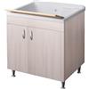 Negrari Eco Lavatoio Montato 75x60 L75 P60 H85 CM Olmo Interno Bagno Lavanderia Mobile Legno Vasca Intera Grande Polipropilene Asse Pino Piedini Regolabili Ante Battenti Economico Qualità Medio Alta