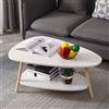 Willonin Tavolino da salotto scandinavo moderno ovale, tavolino da salotto con mensola, tavolino in legno, tavolini da caffè, camera da letto, ufficio, caffè, 90 x 60 x 40 cm (bianco)