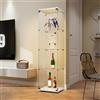 BLSYHDH Vetrina in vetro con LED, Armadio vetrina per collezione con 4 ripiani trasparenti, mobile vetrina vetro, statuetta, soggiorno, bar, (4 piani 1 porta+LED, bianco)