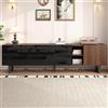 Azkoeesy Mobile TV Effetto Noce 180x38x50 cm, 4 Ante in Nero Lucido, Gambe in Metallo Nero, Design Moderno, Ideale per Soggiorno
