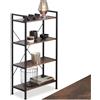 tectake® Scaffale Verticale 67,5 x 31,5 x 121,5 cm, Legno e Metallo, Stile Industriale, con 4 Ripiani, da Interni, Portaoggetti, Stabile, Salvaspazio, Scaffale a Scala - Legno Industriale Scuro