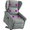 vidaXL Poltrona Alzapersona Massaggi Reclinabile Grigio Chiaro Tessuto, poltrona reclinabile, poltrona alzapersona, poltrona a rialzo