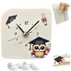 Doni Bomboniere Laurea 1 pz Orologio in Ecopelle con Stampa Gufetto Laureato con Tocco e Pergamena Triennale Celebrazione Regalo Ragazzo Ragazza Personalizzabile Artigianale (MOD. 19-22 x 22 cm)