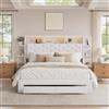 FOERPL Letto con Cassetto, Letto Matrimoniale 140x200 con Contenitore, Telaio del Letto con LED e Porta di Ricarica USB, 2 Cassetti in Ferro, Letto Imbottito in Tessuto di Velluto Morbido, senza