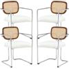 chairus Set di 4 Sedie da Pranzo Sedie da Cucina in Pelliccia da Salotto con Struttura in Metallo Sedia Imbottite per Sala da Pranzo/Ristorante, Bianca