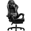 HLFURNIEU Sedia Gaming Ergonomica, Sedia Gamer con Poggiatesta e Poggiapiedi Telescopico, Poltrona Gaming con Supporto Lombare, Schienale Regolabile 90°-135°, Nero e Grigio
