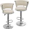Rcynview Set di 2 Sgabello da Bar Regolabile in Altezza Sedia Bar Velluto Sgabelli Cucina con Poggiapiedi Sgabelli Bar Regolabile Sgabello Bar Girevole a 360° con Schienale intrecciato Sgabello Alto d'argento