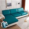 LINGKY Coprisedile per Divano con Penisola 3/4/2/1 Posti Elastico Federa per Cuscino per Divano del Sedile Universale in Ecopelle Copridivano Protezione del Cuscino Sedile (Deep Teal,Coprischienale)