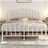 Yaheetech Struttura Letto Matrimoniale Moderno in Metallo con Testiera Rete a Doghe per Camera 140 × 200 cm Bianco