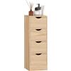 HOMCOM Mobile Bagno Salvaspazio con 4 Cassetti, Armadietto Cassettiera con Maniglie Intagliate Stile Nordico, 29x29x83 cm, Legno Naturale