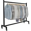 CLP Appendiabiti su Ruote Gisborne con Ruote in Acciaio e Gomma, attaccapanni Stretto per Ingresso, Camera, Cabina Armadio e Boutique, Mobile, Colore:Nero, Dimensione:150x38x120