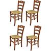 t m c s Tommychairs - Set 4 sedie modello Cuore per cucina bar e sala da pranzo, robusta struttura in legno di faggio color noce chiaro e seduta in paglia