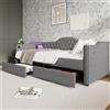 GYNGTLC Letto imbottito, divano letto, divano letto, letto contenitore, struttura letto con funzione di ricarica USB Type C e 2 cassetti, 90x200cm in lino grigio (senza materasso)