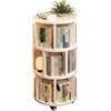 LLYLAFDC Libreria Rotante in Legno Massello, Torre di Libri Girevole a 360°, Scaffale Autoportante per Casa, Ufficio, Soggiorno, Camera(White,44 * 103cm)