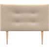 DHOME Testiera in Similpelle o Tessuto AQUALINE Pro con 2 file di Bottoni e Gambe Testiera Imbottita per Letto di Lusso (110x105cm con gambe (Letti 80/90/105), Similpelle Beige)