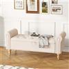 Ckaff Cassapanca Contenitore 130cm, Pouf Contenitore, Panca Poggiapiedi Pieghevole, Capacità di Carico di 150 kg, Rivestimento in Lino, Seduta Imbottita per Soggiorno Camera da Letto Armadio, Beige