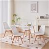 GrandCA HOME Tavolo da Pranzo e 4 Sedie da Pranzo Set da Sala da Pranzo Moderno, Tavolo da Cucina Rettangolare Struttura di Giunzione Sedie da Tavolo e da Cucina Bianco