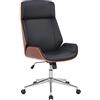 CLP Sedia da ufficio ergonomica con braccioli Varel, sedia da scrivania con struttura moderna girevole e regolabile in altezza, Colore:noce/nero
