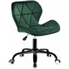 BDW Sedia da ufficio con imbottitura in velluto, larghezza seduta 46,5 cm, gambe in metallo, sedia girevole regolabile in altezza, per ufficio, soggiorno, camera da letto, verde