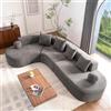 Trdlpyn Divano Angolare Modulare con Cuscini e Braccioli Rotondi, Divano Senza Ossa, Design Curvo Moderno, divano a forma di nuvola 327cm x 215cm, non assemblato, Grigio