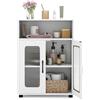 COSTWAY Mobile da Bagno Salvaspazio con Ante e Ripiano Regolabile, Bianco | Mobiletto da Pavimento con Scomparto Aperto, Design Anti-Ribaltamento e Piedini Rialzati per Bagno, Soggiorno e Cucina
