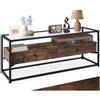 tectake® Credenza Cucina Versatile 121,5x41,5x50,5cm, 2 Cassetti Grandi, Lastra Removibile in Vetro, Ideale Mobile TV o Mobile Soggiorno, Salotto, Ufficio, Casa e Cucina - Legno Industriale Scuro