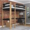 N-wood N05 Letto a Soppalco 80x180 cm, 100% Legno rovere massello, Lettino per bambini e adulti, Scala universale: destra o sinistra, Struttura inclusa, Bordi arrotondati, Quercia nera