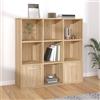 ULUYYUC Libreria in Legno Multistrato Rovere Sonoma 98x30x98 cm con 7 Cubi e 2 Ante, Scaffale Salvaspazio per Soggiorno Ingresso Ufficio Camera